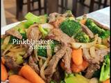 A picture of Broccoli, Carrot and Beef stir fry.