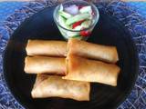 A picture of 🧑🏽‍🍳🧑🏼‍🍳 Crispy Vegetable Spring rolls Recipe • With Mushroom filling • Vegetarian Recipe.