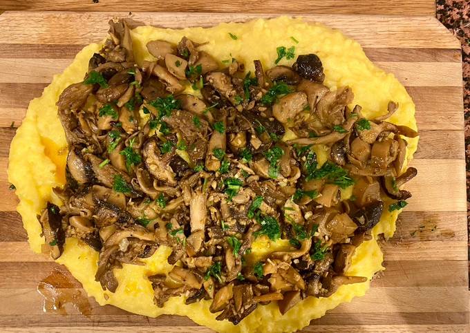 A picture of Vegan Mushroom Stew on Polenta.