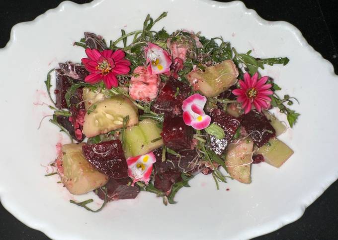 A picture of Beetroot, feta and herb salad - truly Wow 😂❤️❤️.