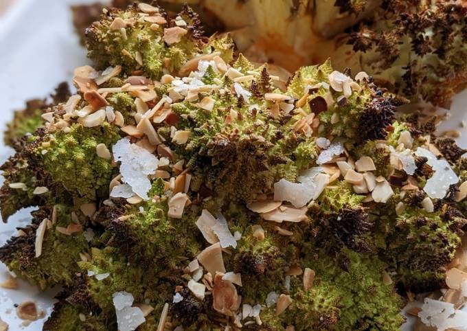 A picture of Air-fryer romanesco broccoli cauliflower done two ways.