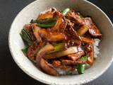 A picture of Stir-fried Beef & Onion Rice Bowl.