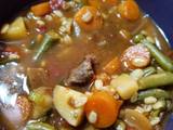 A picture of Beef and Barley Vegetable Soup.