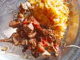 A picture of Simple steamed cabbages alongside fried liver.