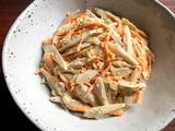 A picture of Gobō & Carrot Salad with Creamy Sesame Dressing.