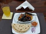 A picture of Brinjals n Potatoes with roti#My staple food contest.