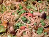 A picture of vegetable lo mein and vegetable rice.