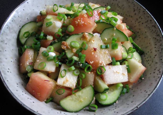 A picture of White Parts of Watermelon & Cucumber Salad.