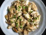 A picture of Oyster Mushrooms & Chicken with Creamy Sesame Sauce.