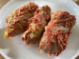 A picture of Holubtsi - Ukrainian stuffed cabbage rolls.