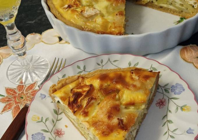 A picture of Goat Cheese, potato and onion tart.