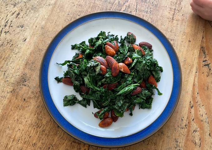 A picture of Pan fried kale with toasted almonds.