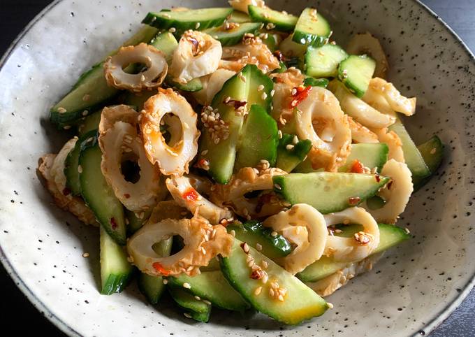 A picture of Chikuwa & Cucumber Sesame Salad.