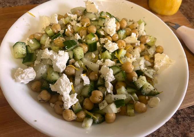 A picture of Chickpea cucumber feta salad.