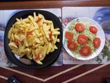 A picture of Fries with steamed cabbage #seasonalingredientscontest#.