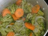 A picture of Broccoli with onion rings vegetable.