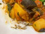 A picture of Aubergine and potato curry.