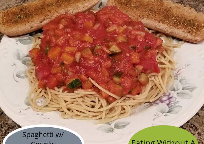 A picture of Spaghetti w/ Chunky Vegetable Sauce.