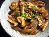 A picture of Gochujang Konnyaku (Konjac) & King Oyster Mushrooms.