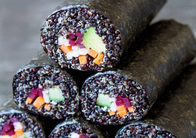 A picture of Veggie quinoa sushi.