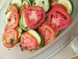 A picture of Tomato and cucumber salsa.