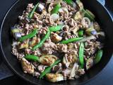 A picture of Minced Meat & Veggies with Teriyaki Sauce.