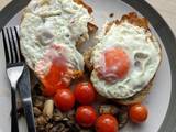 A picture of Eggs, mushroom and tomato -Breakfast in 10 minutes.