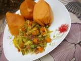 A picture of Moimoi with veg sauce.