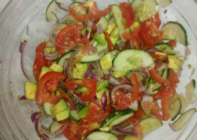 A picture of Cucumber Tomato Avocado Salad.