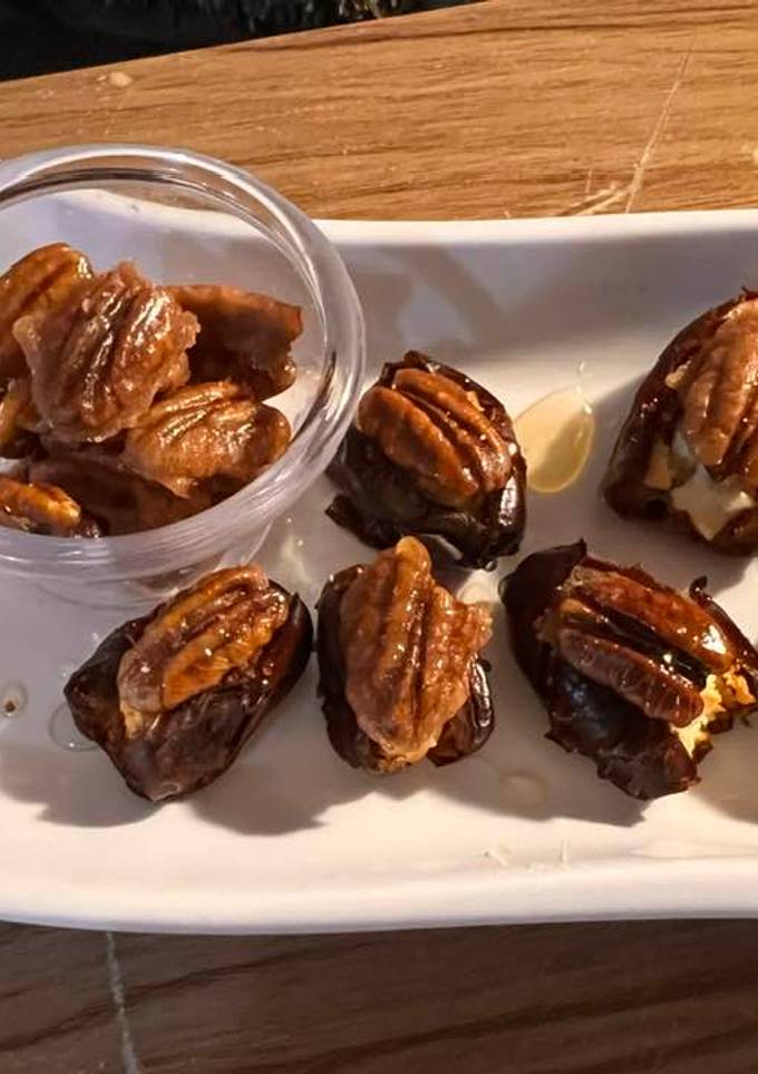 A picture of Stuffed dates with feta cheese.