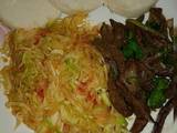 A picture of #tbt1 fried liver & sauteed cabbage.