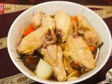 A picture of Steamed Chicken with Mushroom and Vegetables.