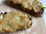 A picture of Welsh rarebit with leeks.