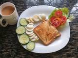 A picture of Grated Eggs n Vegetables sandwich #Theme Challenge.