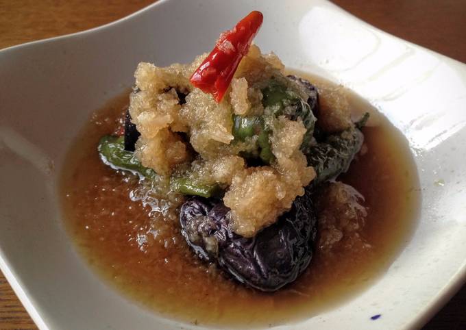 A picture of Mizore-ae (Deep-fried Vegetables with Grated Daikon Radish Dressing).