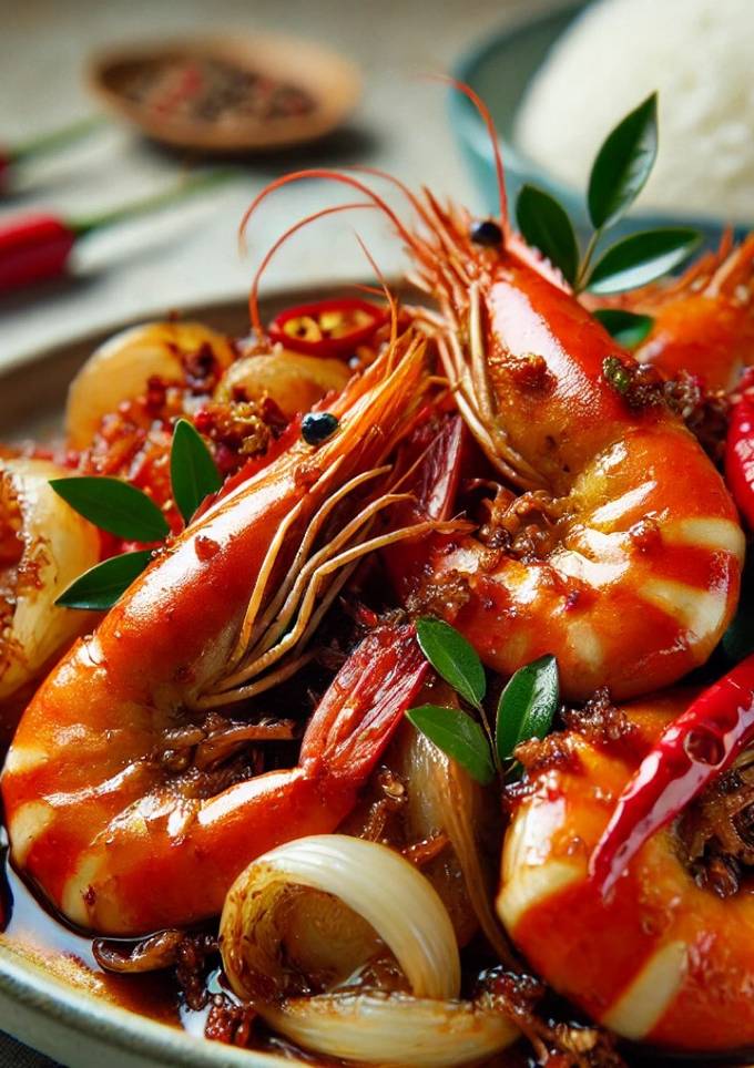 A picture of Kam heong prawns.