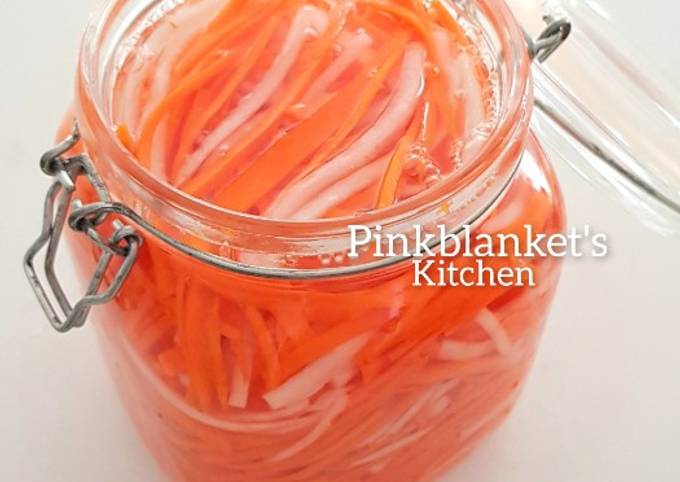 A picture of Pickled Carrots and Daikon (Long White Radish).