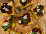 A picture of Grilled Polenta, Goat Cheese & Caramelised Cherry Tomatoes.