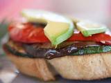 A picture of Roasted vegetable open toasted sandwich.