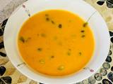 A picture of Pumpkin Soup with Roasted Vegetables.