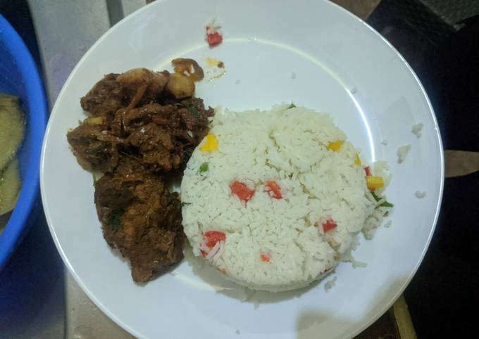 A picture of Vegetable rice and beef stew. #recreated dish.