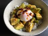 A picture of Avocado Rice Bowl with Garlic Sesame Sauce.