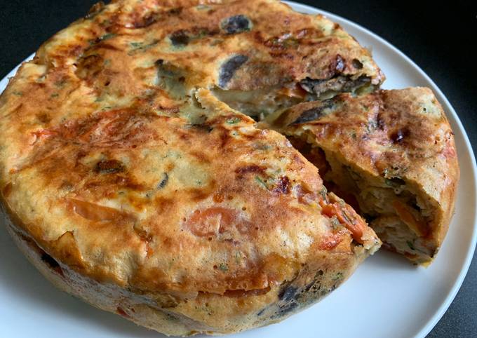 A picture of Rice Cooker Eggplant & Mushrooms Frittata.