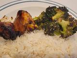 A picture of Air Fryer Honey and Soy Chicken with Seasame Broccoli.