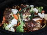 A picture of Jerk Chicken Breast in the Crockpot with Vegetables .