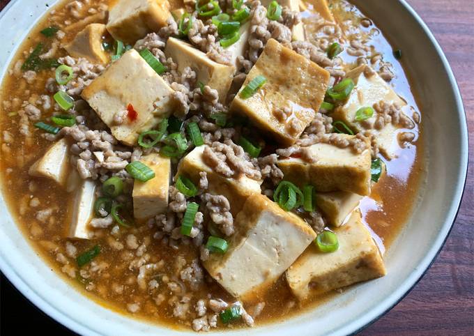 A picture of Simmered Fried Tofu & Pork Mince.