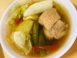 A picture of Pork & Vegetables in a Lightly Spiced Clear Broth (Turmeric - Garam Masala).