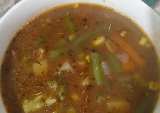 A picture of Rosemary Vegetable Beef Soup.