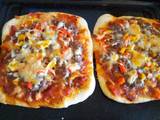 A picture of Veggie meat pizza.