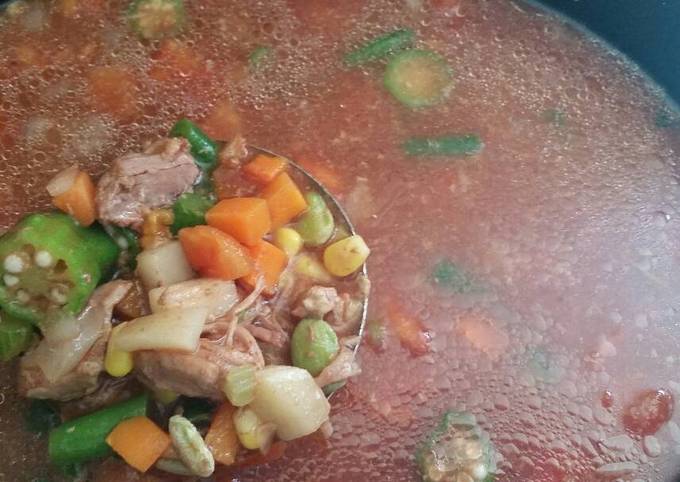 A picture of Crock pot Vegetable beef soup.